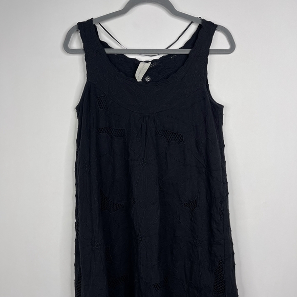 2/$30 ZARA Embroidered Meshed Cutout Dress Medium Black Round Hem #7282 - Picture 6 of 12